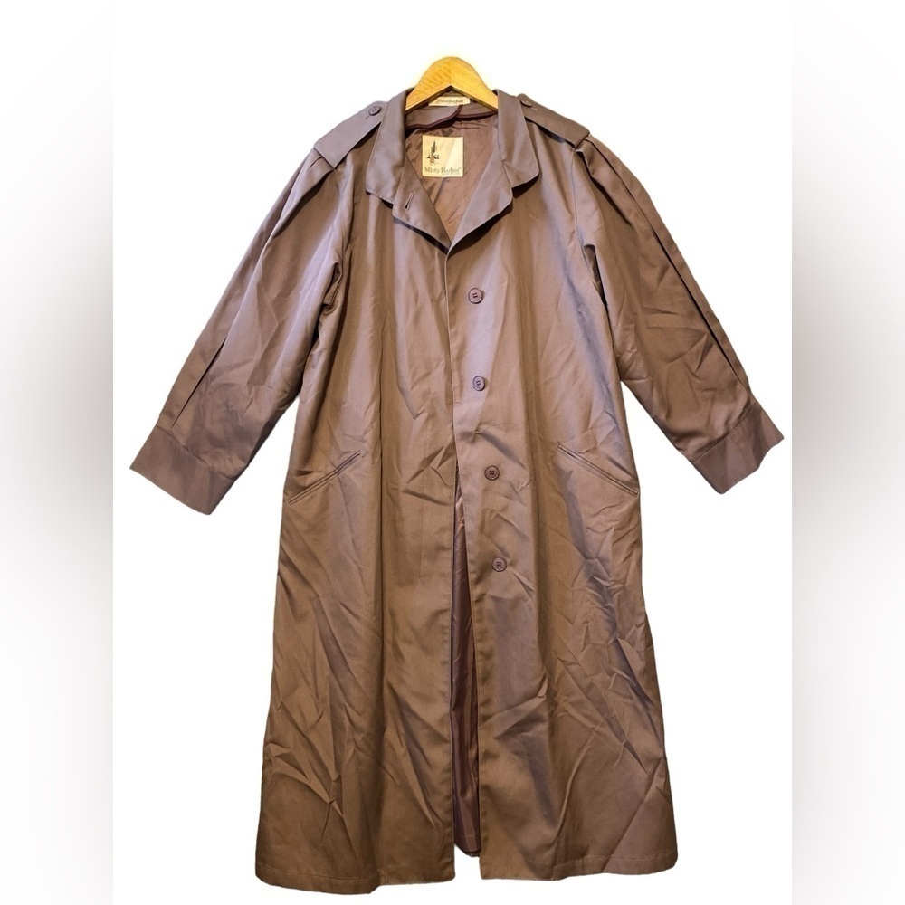 Vintage Misty Harbor Trench Coat Womens 14 Purple Belted Made in USA Union Made